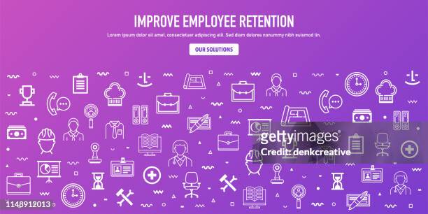 improve employee retention outline style web banner design - employee retention stock illustrations