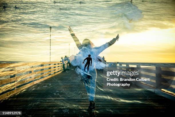 mission beach double exposure - multiple exposure sports stock pictures, royalty-free photos & images