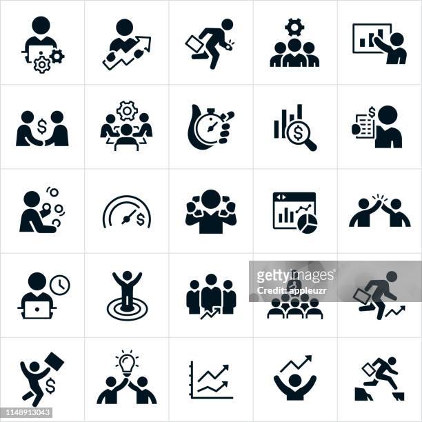 illustrazioni stock, clip art, cartoni animati e icone di tendenza di icone di produttività - cooperazione