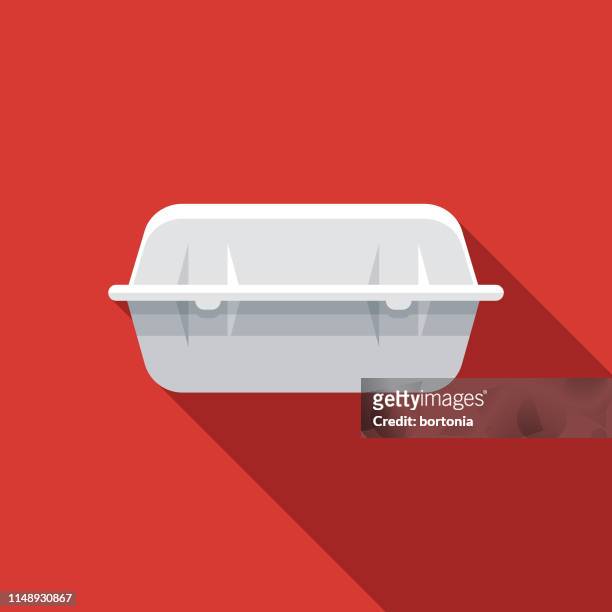 single use styrofoam takout container icon - styrofoam container stock illustrations