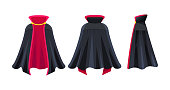 Black cape, superhero cape, dracula vampire carnival costume.