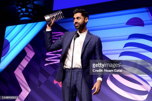 Hasan Minhaj receives award onstage during The 23rd Annual Webby Awards on May 13, 2019 in New York City.