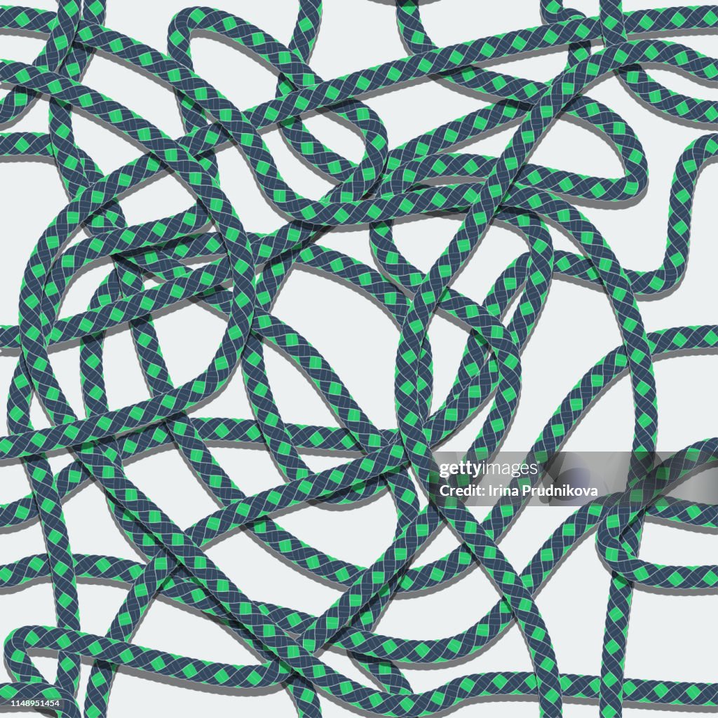 Tangled Marine Ropes Marine Seamless Pattern Of Tangled Rope High-Res Vector Graphic - Getty ...