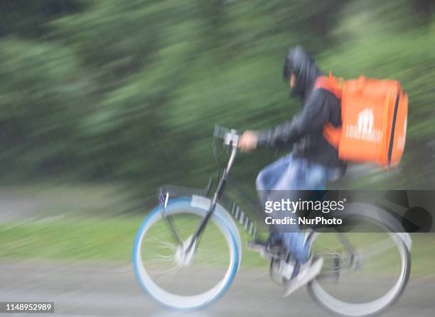 Bike courier of Lieferando, on June 10 in Munich, Germany. .