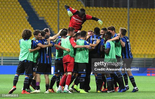 Dejan Kulusevski of Atalanta celebrates after scoring his team second goal during the Serie A Primavera Playoffs Torino FC and Atalanta BC at Stadio...