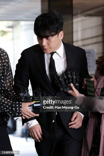 Seungri, former member of BIGBANG, appears at the Seoul Central District Court on May 14, 2019 in Seoul, South Korea. Seungri appeared at a hearing...