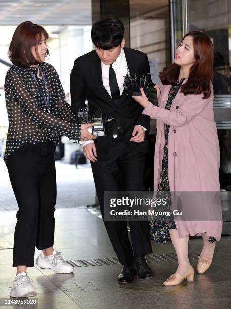 Seungri, former member of BIGBANG, appears at the Seoul Central District Court on May 14, 2019 in Seoul, South Korea. Seungri appeared at a hearing...