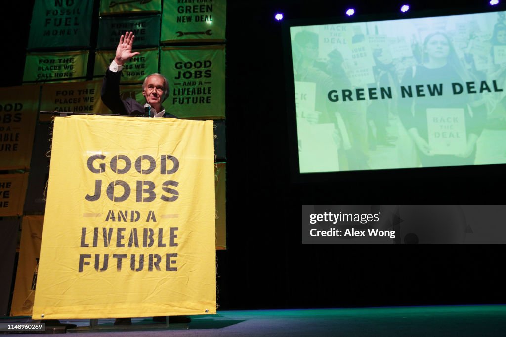 Alexandria Ocasio-Cortez And Bernie Sanders Attend Green New Deal Rally At Howard University