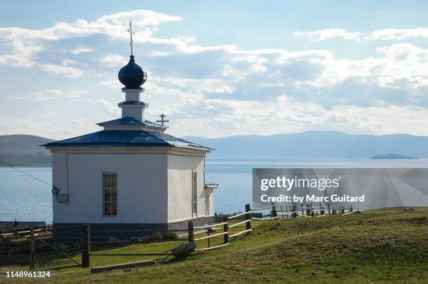 tiny orthodox church on olkhon island. lake baikal, siberia, russia - olkhon island stock pictures, royalty-free photos & images