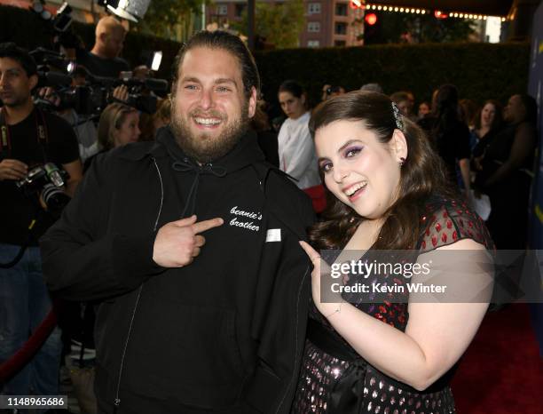 Jonah Hill and Beanie Feldstein attend the LA special screening of Annapurna Pictures' "Booksmart" at Ace Hotel on May 13, 2019 in Los Angeles,...