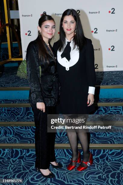 Actress Cristiana Reali and her daugter Toscane Huster attend the "31eme Nuit des Molieres" at "Les Folies Bergeres" on May 13, 2019 in Paris, France.