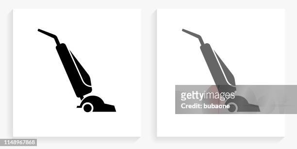 vacuum black and white square icon - vacuum cleaner stock illustrations