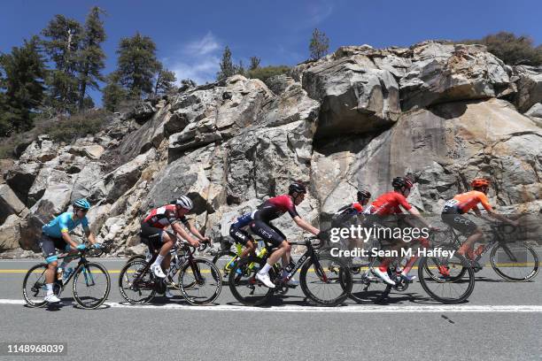 Mads Pedersen of Denmark and Team Trek-Segafredo / Evan Huffman of The United States and Team Rally UHC Cycling / Michael Storer of Australia and...