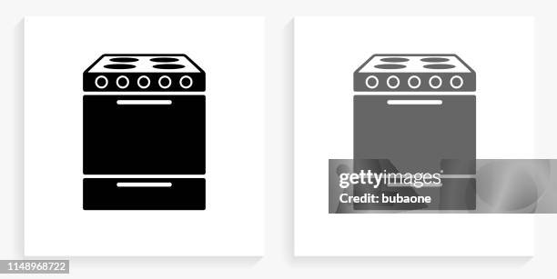 oven black and white square icon - kitchen lights stock illustrations