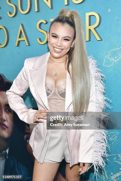 Adelaine Morin attends the world premiere of Warner Bros "The Sun Is Also A Star" at Pacific Theaters at the Grove on May 13, 2019 in Los Angeles,...