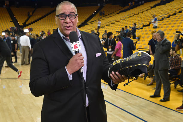 Writer, Marc Spears provides commentary before the game between the Toronto Raptors and Golden State Warriors in Game two of the NBA Finals on June...