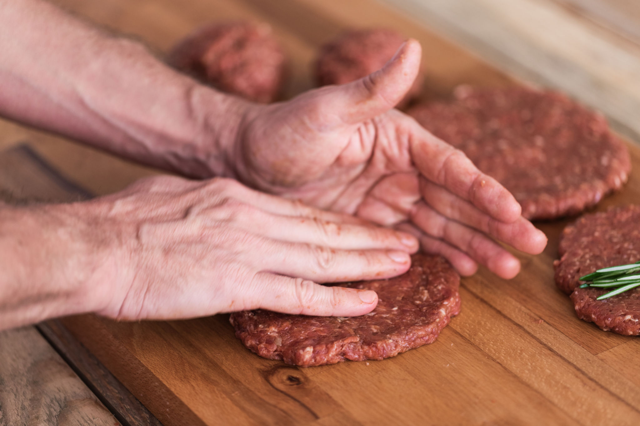 preparing burger meat