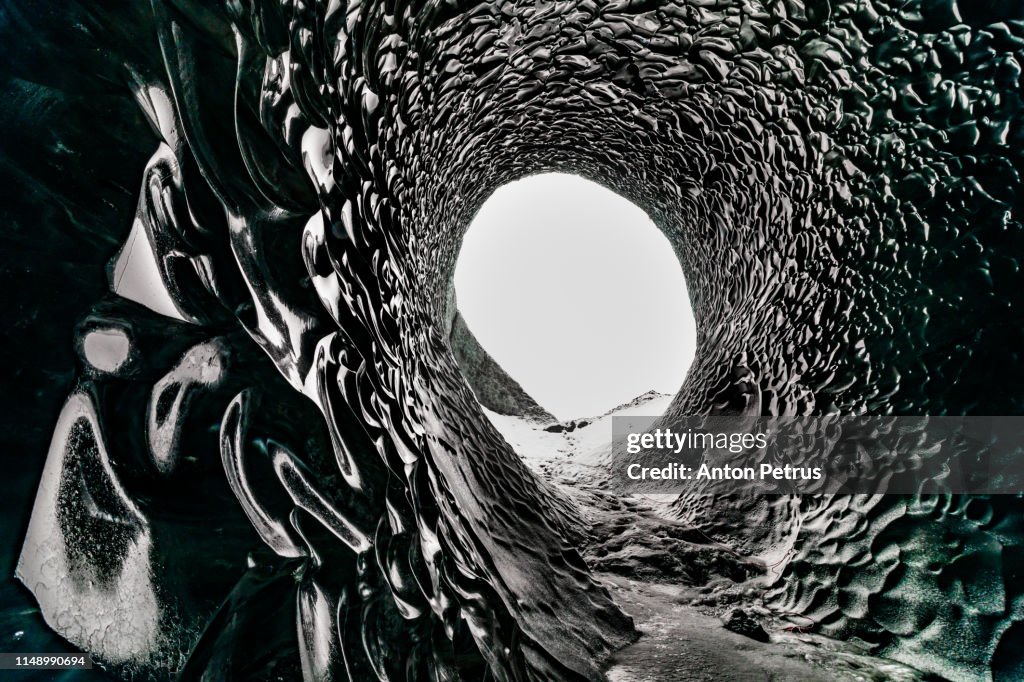 Ice Cave at Vatnajokull Glacier Jokulsarlon Nationa Park. Iceland