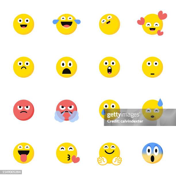 emoticons pack flat color cartoon style - showing off stock illustrations