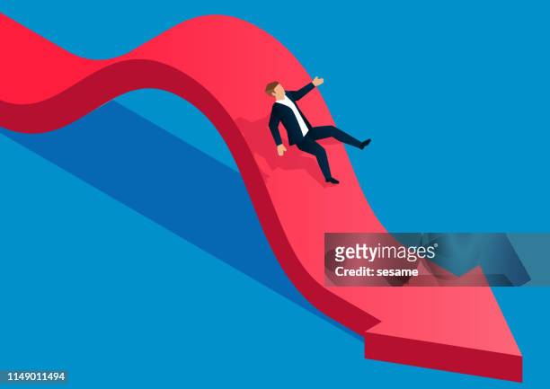 falling, the businessman fell from the arrow - crash stock illustrations