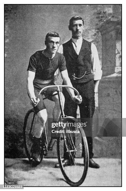 antique photo: a e walters, winner of the anchor shield - cyclist portrait stock illustrations