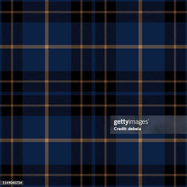 blue and black scottish tartan plaid textile pattern - cage vector stock illustrations