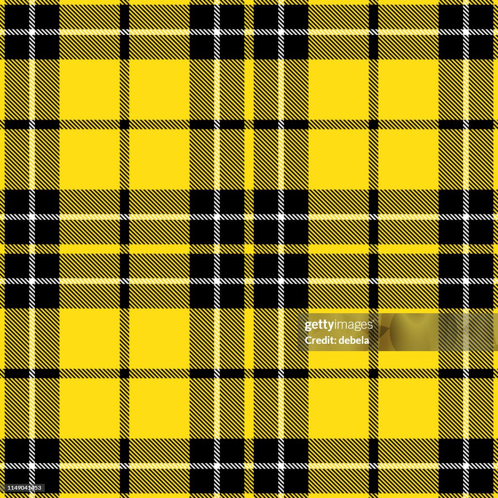 Yellow And Black Scottish Tartan Plaid Textile Pattern