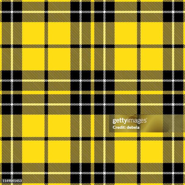 yellow and black scottish tartan plaid textile pattern - tartan stock illustrations