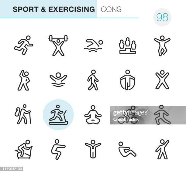 sport und training-pixel perfekte ikonen - exercise machine stock-grafiken, -clipart, -cartoons und -symbole