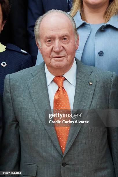 King Juan Carlos attends a meeting with COTEC Foundation at the Royal Palace on May 14, 2019 in Madrid, Spain.