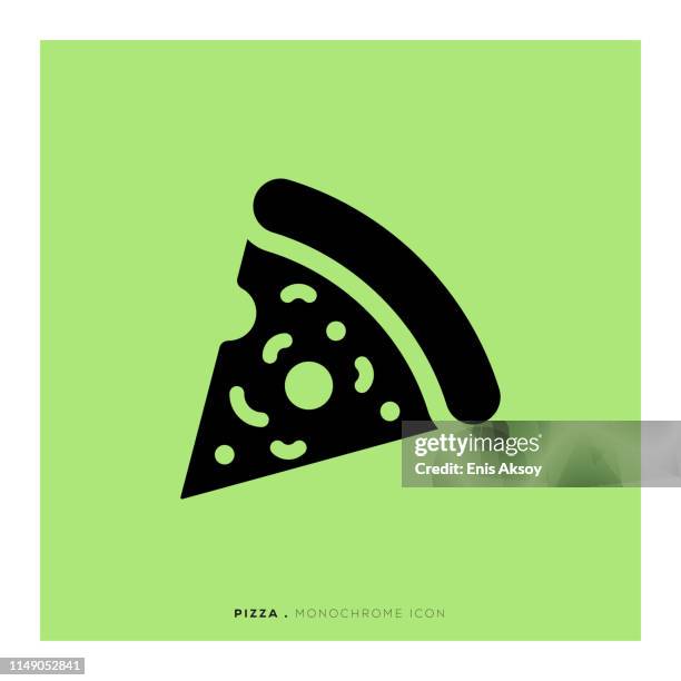 pizza monochrome icon - basil stock illustrations