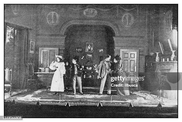 antique photo: theatre play - theatre industry stock illustrations