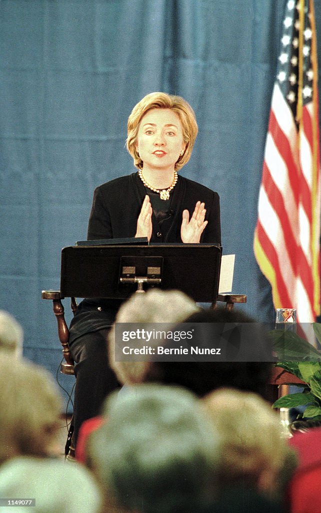 Hillary Rodham First Lady Hillary Rodham Clinton speaking at a Town Meeting at the ...