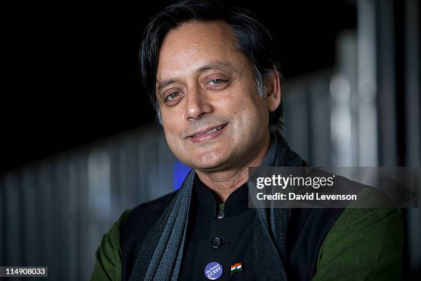 Indian politician and novelist Shashi Tharoor attends the Hay Festival on May 28, 2011 in Hay-on-Wye, Wales.