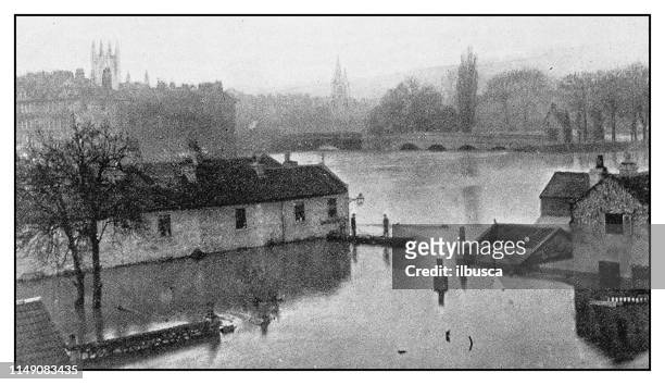 antique photo: flood in england - bath england stock illustrations