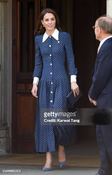Catherine, Duchess of Cambridge, visits D-Day exhibition at Bletchley Park on May 14, 2019 in Bletchley, England. The D-Day exhibition marks the 75th...
