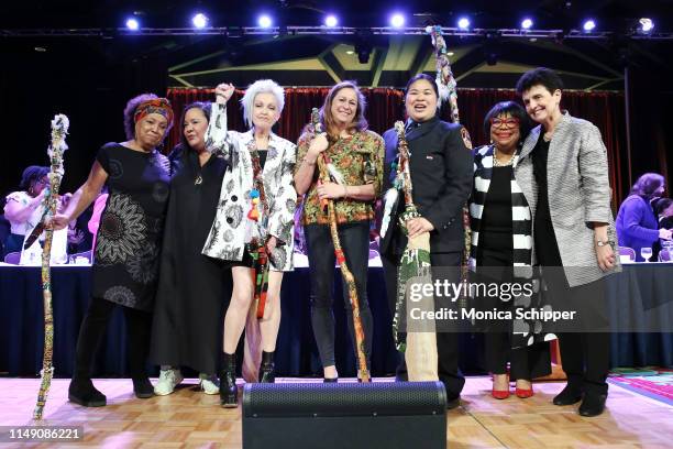 Dr. Marta Moreno Vega, dream hampton, Cyndi Lauper, Abigail Disney, Sarinya Srisakul, Rhonda Joy McLean, and NYWF President and CEO Ana L. Oliveira...