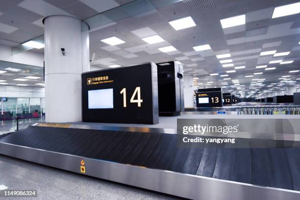 conveyor belt with screen mockup on it, airport terminal - metallic belt stock pictures, royalty-free photos & images