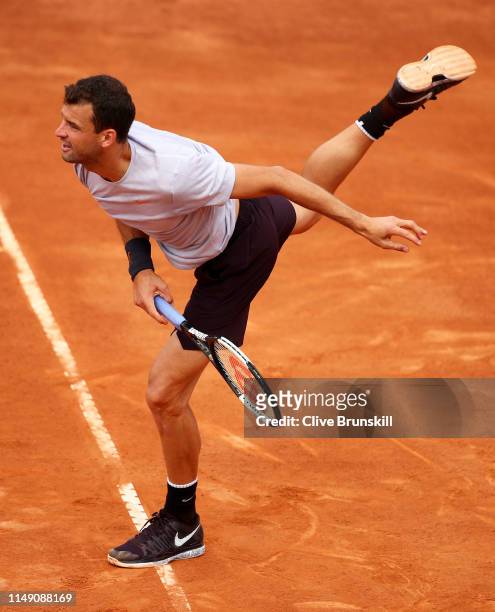 Grigor Dimitrov of Bulgaria serves against Jan-Lennard Struff of Germany in their first round match during day three of the International BNL...