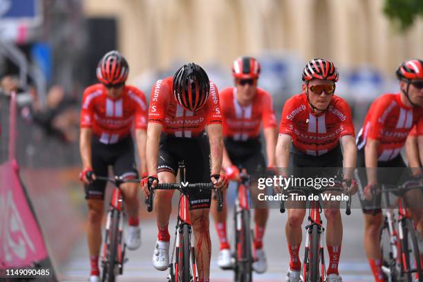 Arrival / Tom Dumoulin of The Netherlands and Team Sunweb / Injury / Crash / Disappointment / Sam Oomen of The Netherlands and Team Sunweb / during...