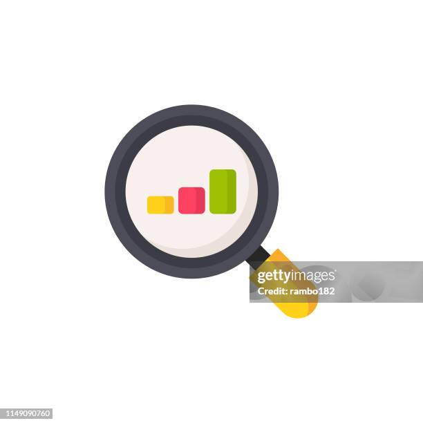 magnifying glass, search, performance review flat icon. pixel perfect. for mobile and web. - performance review stock illustrations