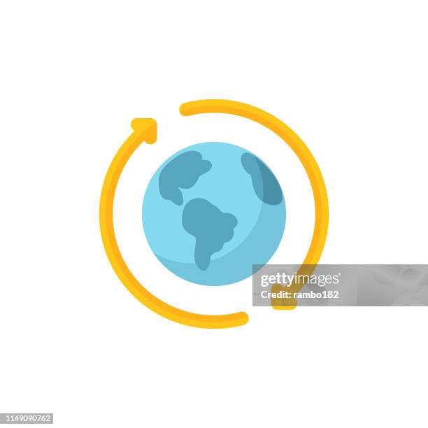 globe, recycling flat icon. pixel perfect. for mobile and web. - flat design stock illustrations