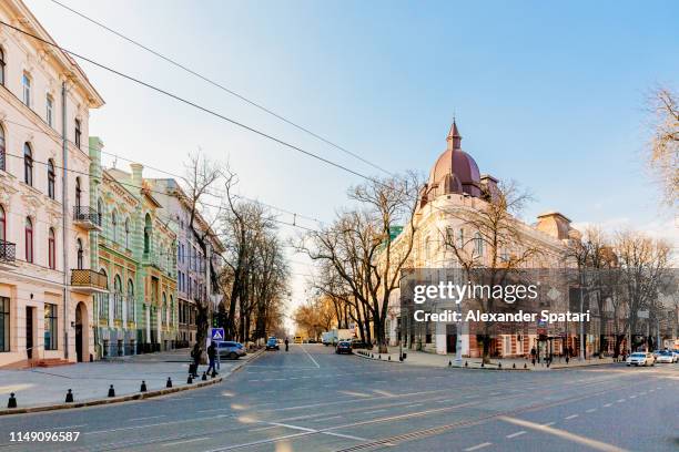 street in the historic center of odessa, ukraine - odessa ukraine stock pictures, royalty-free photos & images