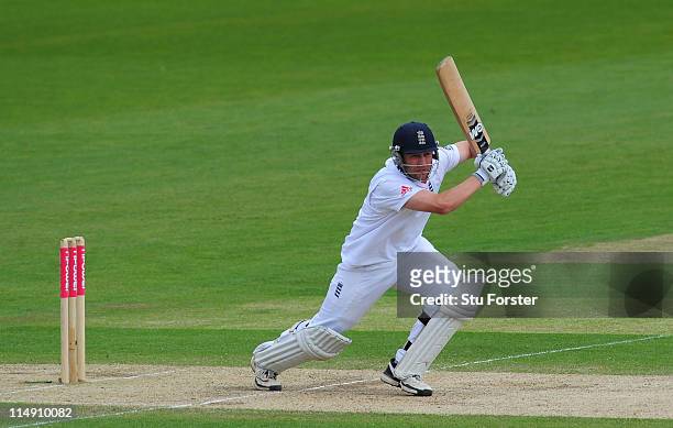England batsman Jonathan Trott picks up some runs during day three of the 1st npower test match between England and Sri Lanka at the Swalec Stadium...
