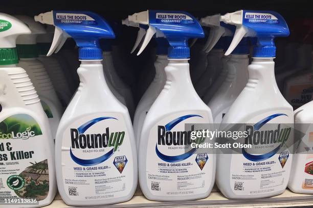 Roundup weed killing products are offered for sale at a home improvement store on May 14, 2019 in Chicago, Illinois. A jury yesterday ordered...