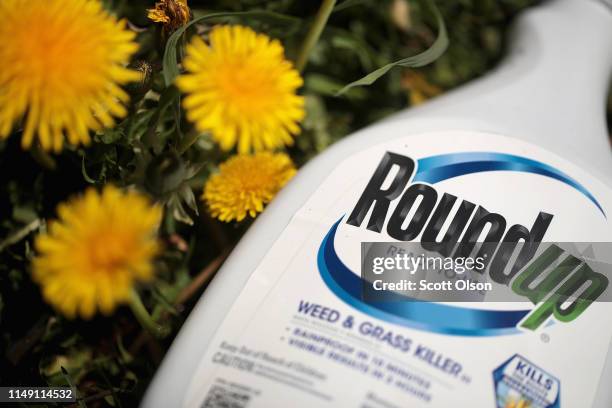 Roundup weed killer is shown on May 14, 2019 in Chicago, Illinois. A jury yesterday ordered Monsanto, the maker of Roundup, to pay a California...