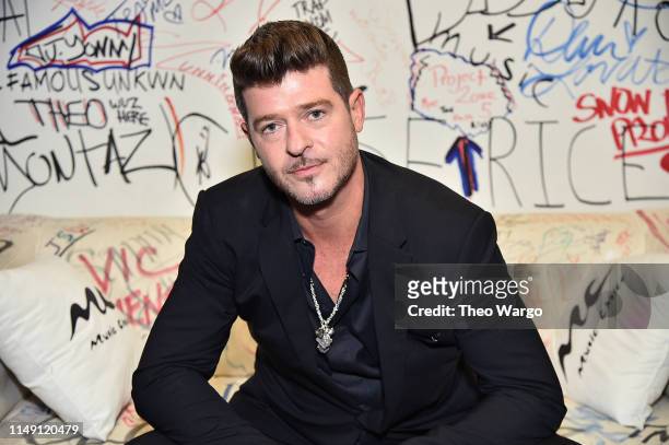 Robin Thicke Visits Music Choice at Music Choice on May 14, 2019 in New York City.