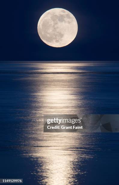 moonrise over ocean. - moonlight stock-fotos und bilder