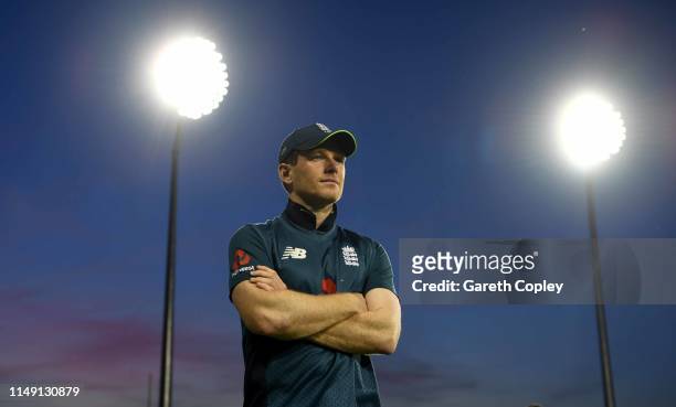 England captain Eoin Morgan during the 3rd Royal London One Day International between England and Pakistan at The County Ground on May 14, 2019 in...