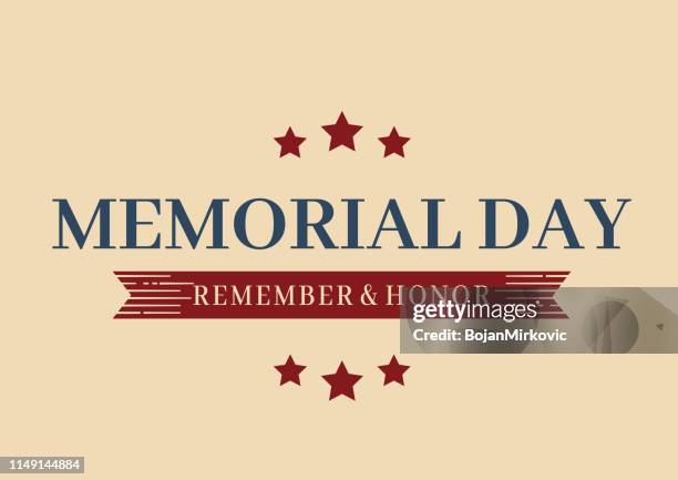 memorial day poster with stars and ribbon. vector illustration. - happy memorial day stock illustrations